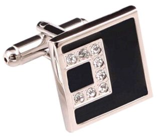 Black Rhinestone Square Men's Shirts Cufflinks Stainless Steel Business Formal Shirt Stud