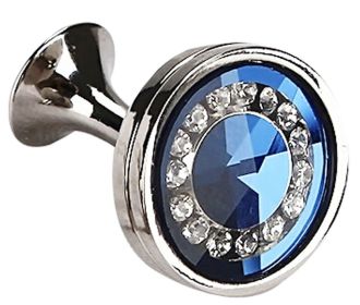 Blue Rhinestone Men's Shirts Cufflinks Stainless Steel Round Wedding Shirt Stud