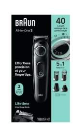 Braun Series 3 3450 5-in-1 Men's Electric Grooming Kit with Beard Hair Trimmer, Black