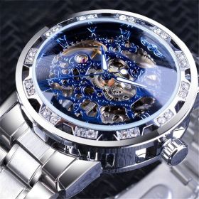 Embedded image watch men's fashion casual classic popular skeleton rhinestone manual mechanical watch