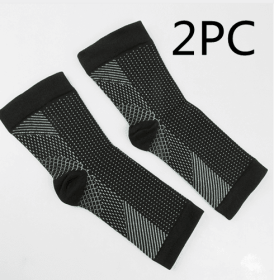 Men Women Anti Fatigue Compression Foot Sleeve Foot Ankle Compression Socks (Option: S M-Black×2pcs)