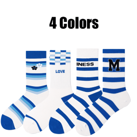 4 Pairs Mens Dress Socks Funny Colorful Dress Socks Athletic Socks Cushion Running Socks Breathable Comfort For Sports Anti-odor Anti-slip Breath (Option: Men)