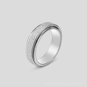 Spinner Ring For Women Men; Anxiety Relief Stainless Steel Golden Silvery Black Rainbow Sand Blast Finish Fidget Ring; Band Wedding Pormise Jewel (Color: Silvery, size: 10)