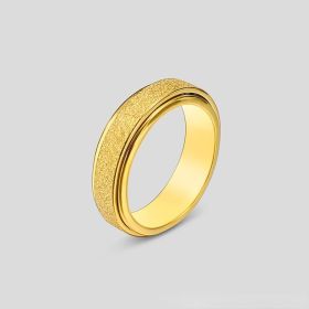 Spinner Ring For Women Men; Anxiety Relief Stainless Steel Golden Silvery Black Rainbow Sand Blast Finish Fidget Ring; Band Wedding Pormise Jewel (Color: Golden, size: 10)