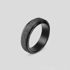 Spinner Ring For Women Men; Anxiety Relief Stainless Steel Golden Silvery Black Rainbow Sand Blast Finish Fidget Ring; Band Wedding Pormise Jewel (Color: Black, size: 10)