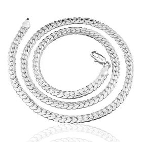 925 Sterling Silver 6mm Side Chain 8/18/20/22/24 Inch Necklace For Woman Men Fashion Wedding Engagement Jewelry Gift (Length: 18inches)