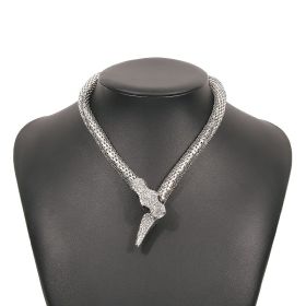 Women's Curved Snake Choker Necklace;  Snake Shape Collar Necklace;  Hip Hop Snake Jewelry (Color: White 1)