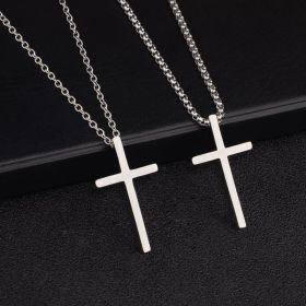 2023Classic Simple Punk Fashion Double Sided Cross Antique Silver Color Pendant Short Long Chain Necklaces Jewelry for Women Man (Metal Color: Round Bead Chain)