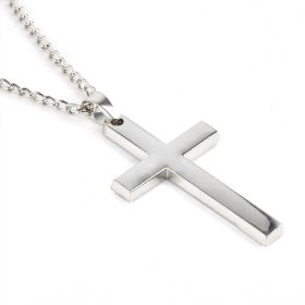 Fashion Cross Pendant Necklace Women Men Stainless Steel Link Chain Charm Necklace Cool Boys Girls Punk Hip Hop Jewelry Gift (Metal Color: silver)
