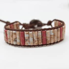 1pc Bohemian Trendy Rectangular Cylindrical Colorful Woven Stone Bracelet For Men Artificial Jewelry (style: Style 8)