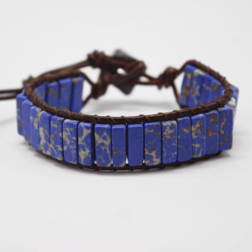 1pc Bohemian Trendy Rectangular Cylindrical Colorful Woven Stone Bracelet For Men Artificial Jewelry (style: Style 6)