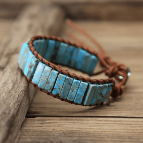 1pc Bohemian Trendy Rectangular Cylindrical Colorful Woven Stone Bracelet For Men Artificial Jewelry (style: Style 4)