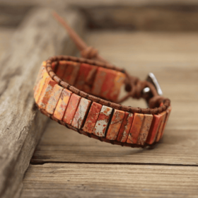 1pc Bohemian Trendy Rectangular Cylindrical Colorful Woven Stone Bracelet For Men Artificial Jewelry (style: Style 3)