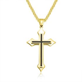 Fashion Men's Cross Chain Necklace Personalized Cross Jewelry Religious Pendant Necklace for Men Birthday Anniversary Gift (Metal Color: gold)