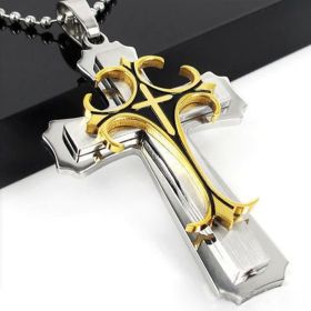 Fashion Men's Cross Chain Necklace Personalized Cross Jewelry Religious Pendant Necklace for Men Birthday Anniversary Gift (Metal Color: NW361-gold)