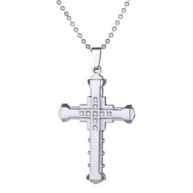 Fashion Men's Cross Chain Necklace Personalized Cross Jewelry Religious Pendant Necklace for Men Birthday Anniversary Gift (Metal Color: NW365-silver)