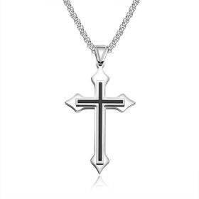 Fashion Men's Cross Chain Necklace Personalized Cross Jewelry Religious Pendant Necklace for Men Birthday Anniversary Gift (Metal Color: silver)