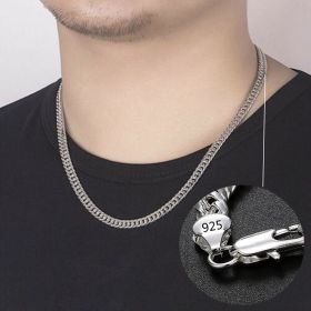 Fashion brand 925 Sterling Silver Necklace for men's classic personality 6MM chain 24 inches Christmas gifts party fine Jewelry (Length: 60cm 24inches)