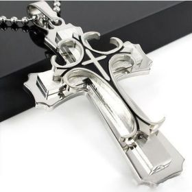 Fashion Men's Cross Chain Necklace Personalized Cross Jewelry Religious Pendant Necklace for Men Birthday Anniversary Gift (Metal Color: NW361-silver)