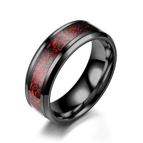 Dragon Pattern Rings Men Stainless Steel Ring Jewelry (Color: Black red, size: Size13)