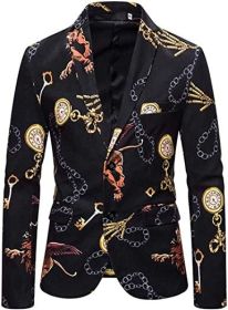 Men's Dress Floral Suit Blazer Luxury Dress Notched Lapel Jacket Stylish Tux Two Button Elegant Prom Coat (Color: 05, size: XL)