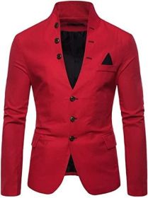 Men's Suit Jacket Casual Slim Fit Coat Lightweight Business Daily Blazers Formal Solid Color Dress Coats (Color: Red, size: M)