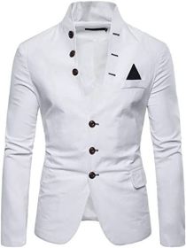 Men's Suit Jacket Casual Slim Fit Coat Lightweight Business Daily Blazers Formal Solid Color Dress Coats (Color: White, size: M)
