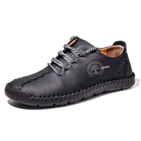 Handmade Leather Casual Men Shoes Design Sneakers Man Comfortable Leather Shoes Men Loafers Hot Sale Moccasins Driving Shoe (Shoe Size: 9, Color: Black)