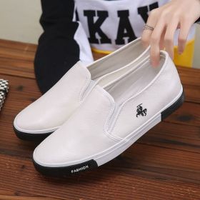 Casual Shoes Men Comfortable PU Leather Mens Loafers Handmade Design Flats Sneakers Men Slip on Lazy Driving Brand Men Shoes (Color: White, size: 41)