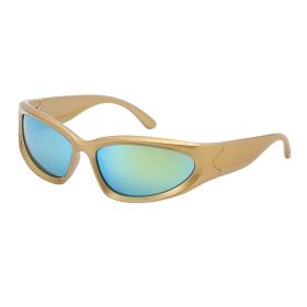 New Amazon Explosive Personality Cycling Sports Sunglasses Men's Wholesale UV Protection Sunglasses Women's Trend (Color: C5 Pearlescent Gold Gold Mercury)