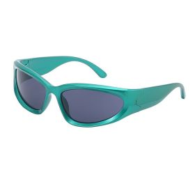 New Amazon Explosive Personality Cycling Sports Sunglasses Men's Wholesale UV Protection Sunglasses Women's Trend (Color: C6 Pearlescent Green 3 Gray)