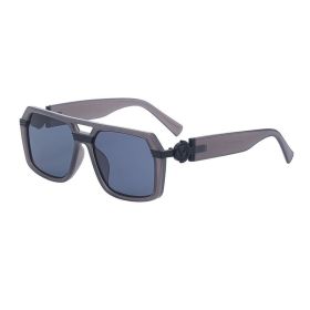 Large frame sunglasses men's trendy fashion sunglasses women's UV protection new glasses wholesale (Color: C5 dark transparent gray)