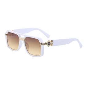 Large frame sunglasses men's trendy fashion sunglasses women's UV protection new glasses wholesale (Color: C9 Porcelain White)