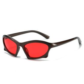 New Punk Style Small Frame Sunglasses Men Wholesale Amazon Trend Small Frame Cycling Sunglasses Women (Color: C4 tea red)