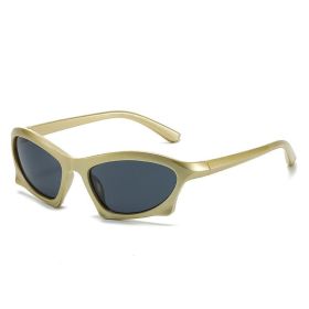 New Punk Style Small Frame Sunglasses Men Wholesale Amazon Trend Small Frame Cycling Sunglasses Women (Color: C2 Gold Grey)