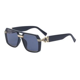 Large frame sunglasses men's trendy fashion sunglasses women's UV protection new glasses wholesale (Color: C1 black all gray)