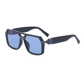 Large frame sunglasses men's trendy fashion sunglasses women's UV protection new glasses wholesale (Color: C14 black gray blue)