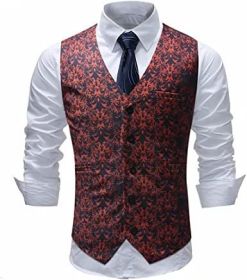 Men's Suit Vest Business Formal Dress Vest for Tuxedo Slim Fit Floral Waistcoat Wedding (size: M)