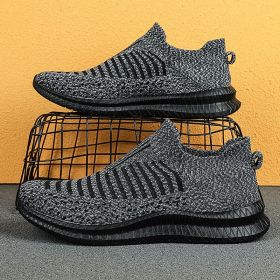 Men Shoes Lightweight Sneakers Men Fashion Casual Walking Shoes Breathable Slip on wear-resistant Mens Loafers Zapatillas Hombre (Color: Gray, size: 44)
