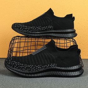 Men Shoes Lightweight Sneakers Men Fashion Casual Walking Shoes Breathable Slip on wear-resistant Mens Loafers Zapatillas Hombre (Color: Black, size: 41)
