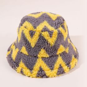 European and American fashion striped plush hat color matching basin hat autumn and winter warm hat men and women hat trend (Color: Khaki)