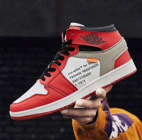Autumn and winter new AJ high top board shoes trend all match student shoes men and women lovers sports casual shoes (Color: Red, size: 41)