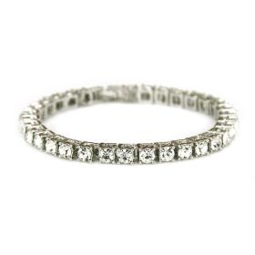 Rhinestones Bracelet Hip Hop Silver/Gold Plated Bling Bling CZ Diamond Link Bracelets Fashion Men Jewelry (Color: silver white)