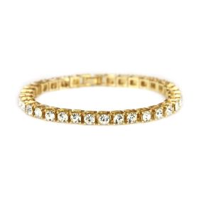 Rhinestones Bracelet Hip Hop Silver/Gold Plated Bling Bling CZ Diamond Link Bracelets Fashion Men Jewelry (Color: gold white)