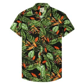 Men's Fashion Printed Shirts Casual Trendy T-Shirts Short Sleeve Lapel Hawaiian Style Shirts (size: XL)