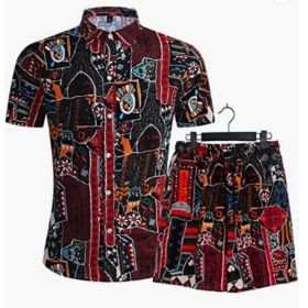 Men's Casual Two-Pieces Tracksuits Loose Short-Sleeved Shirts Shorts Sportwears Beachwears (size: XXL)
