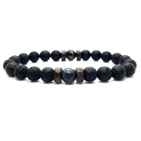Personality Men's Black Volcanic Stone Bracelet (Color: H 4pcs)