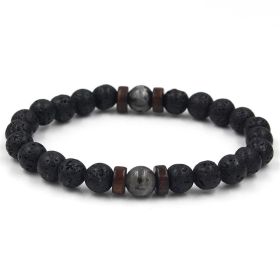 Personality Men's Black Volcanic Stone Bracelet (Color: B 2pcs)