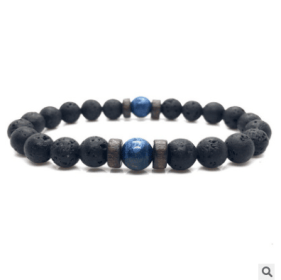 Personality Men's Black Volcanic Stone Bracelet (Color: H 2pcs)