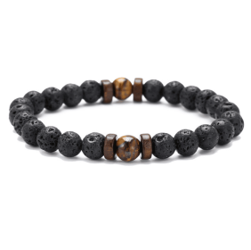 Personality Men's Black Volcanic Stone Bracelet (Color: F 2pcs)
